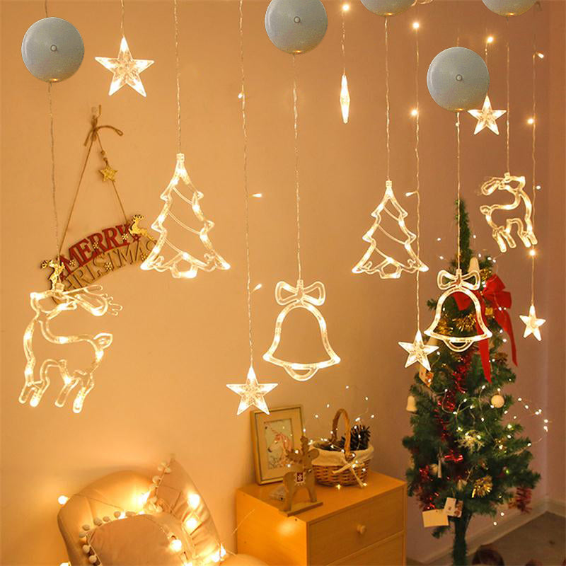 Battery-powered Christmas LED suction cup window light